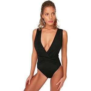 Trendyol Dames Breasted Collar Mayo. One Piece Swimsuit, zwart, 36