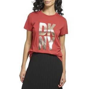 DKNY Dames S/S Stack Logo Tee, Red Ochre, S, red ochre, S
