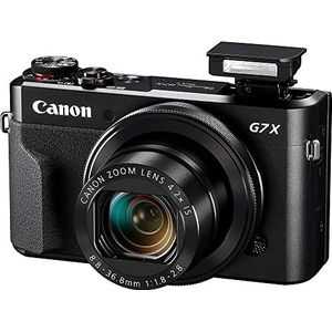 Canon Digitale camera met Inklapbaar Display, 20,1 megapixel, 4,2-voudige optische zoom, PowerShot G7 X Mark II/1066C002AA, 7,5 cm (3 inch) LCD-display, touchscreen, Zwart, Zonder Reserveaccu