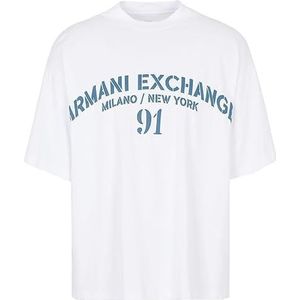 Armani Exchange Heren bedrukt logo Milan/Ny, korte mouwen, Heavy Jersey T-shirt, White Legion, XS