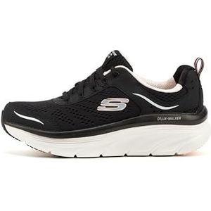 Skechers D'LUX WALKER dames Sneakers, Zwart Zwart Lederen Mesh Roze Trim Bkpk, 38.5 EU