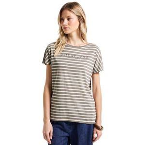STREET ONE Gestreept shirt met tekst, Vintage Stone, 36