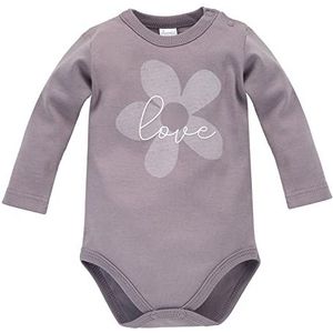 Pinokio Bodysuit met lange mouwen Happiness, 100% katoen, grijs met bloem, meisjes 62-92 (74), Grey Flower, 74 cm