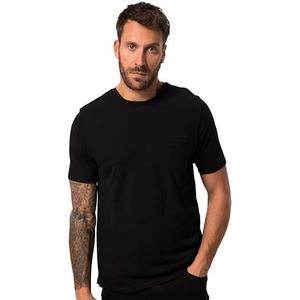 JP 1880, Heren, grote maten, T-shirt, RH, slub, borstzak, 1/2, zwart, 7XL