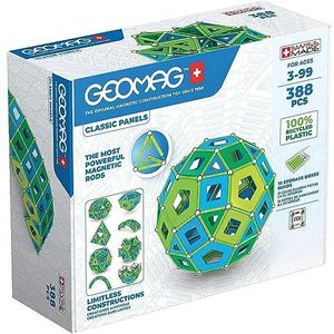 Geomag - Klassieke Masterbox magnetische constructies voor kinderen, magnetisch speelgoed Green Line 100% gerecycled kunststof, 388 stuks