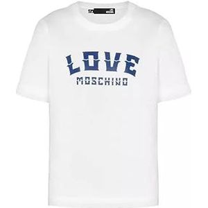 Love Moschino Vrouwen Tight-fit Short-Sleeved T-shirt, White Blue, 46, witblauw., 46