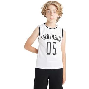 DeFacto Kinder Jungen Tank Top - Stylisches und bequemes Ärmelloses Shirt für aktive Kids, Wit, 11-12 jaar