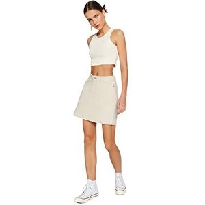 Trendyol FeMan A-lijn A-lijn Denim Rok, Ecru,40, Ecru, 38