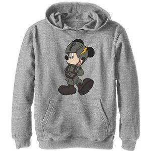 Disney Characters Mickey Jet Pilot Boy's Hooded Pullover Fleece, Athletic Heather, Small, Athletic Heather, S