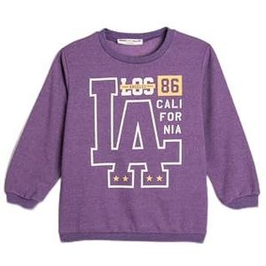Koton Boys's Long Sleeve Crew Neck Gedrukt Detail Geborsteld Interior Sweatshirt, paars (958), 5-6 jaar