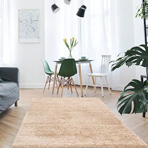 Mynes Home Shaggy tapijt hoogpolig beige/zacht modern pastel effen design/softtouch/woonkamer slaapkamer / 160x230 cm