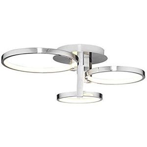 Homemania plafondlamp Orbis rond, wandlamp, chroom, metaal, 55 x 55 x 20 cm, 1 x LED, 46 W, 4830 lm, 4200 K, natuurlijk wit