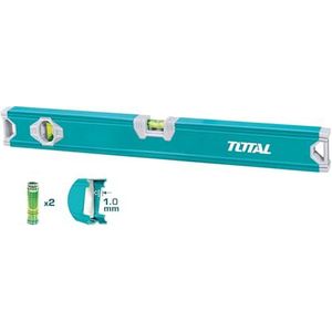 Total Tools - Waterpas | 100 cm | 2 bellen voor horizontale en verticale | Gereedschap voor timmerwerk en doe-het-zelvers | Zijkant van ABS voor schokdemping | Aluminium