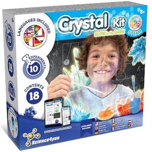 Science4you - Kristalfabriek voor Kinderen +8 jaar - Wetenschapslaboratorium met 8 Experimenten voor Kinderen, maak je Sprankelende Kristallen, Geologisch Spel met Mineralen voor Kinderen 8-12 jaar