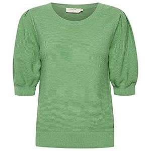 Cream Dames Knitwear Sweater 3/4 Balloon Sleeves Trui, Light Grass Green