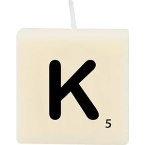 PD-Party 7040021 Scrabble Letter Kaars | Feest | Decoraties | Ambiente - K, Crème/Zwart, 4cm Lengte x 4cm Breedte x 2cm Hoogte