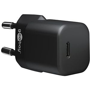 goobay 59357 USB-C oplader Nano, 20 W USB-C Power Delivery voeding voor iPhone 12/12 Mini/12 Pro/max, iPad Pro, Magsafe, AirPods Pro, Samsung Galaxy Series, Google Pixel 5/4/3, zwart, klein