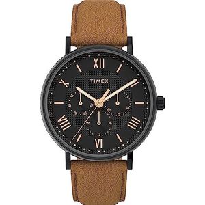 Timex Heren Southview 41mm horloge, Tan/Zwart/Zwart, stijlvol