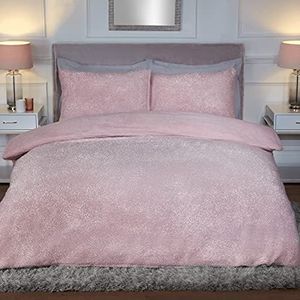 Sleepdown Sparkle Teddy Fleece Thermisch Warm Gezellig Super Zacht Dekbedovertrek Quilt Beddengoed Set Met Kussenslopen - Dubbel (200cm x 200cm) - Blush Pink