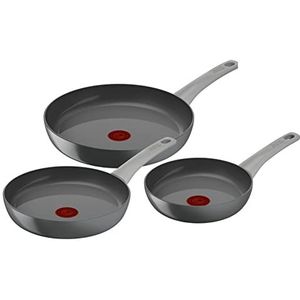 Tefal Renew ON, keramische koekenpannenset 20, 24, 28 cm Keramische antiaanbaklaag, Eco-ontworpen, Gerecycled aluminium, Thermo-Signal, Alle warmtebronnen inclusief inductie C42791