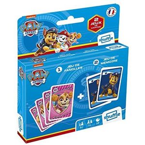 Shuffle Paw Patrol Duopack 2 kaartspellen, familiespel en geheugenspel, vanaf 3 jaar, gemaakt in Frankrijk