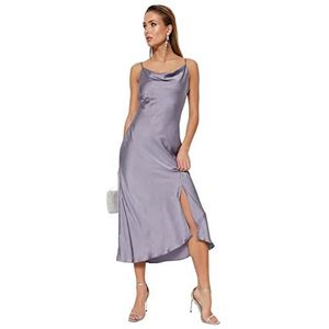 Trendyol FeMan Shift getailleerde geweven jurk, Grijs,42, Grijs, 40
