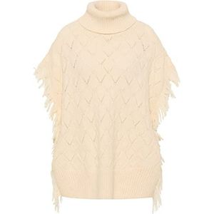caneva Gaya gebreide poncho voor dames, Crème, XL-XXL