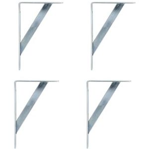 Amig, Set van 4 plankbeugels kleur zilver, beugel voor planken 200 x 125 mm, zwaar staal: tot 320 kg