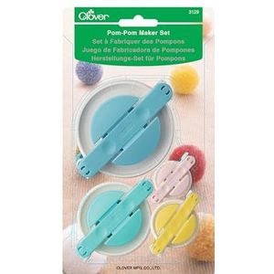Clover 3129 Pompom-maker, ABS-kunsthars, polypropyleen en roestvrij staal, meervoudig, 4 stuks, 4 stuks