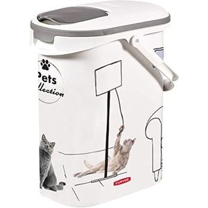 Curver Pets Collection Voerbak voor katten, 10 l/4 kg, luchtdichte opslag tegen geuren voor kattenvoer, 19 x 30 x 35 cm