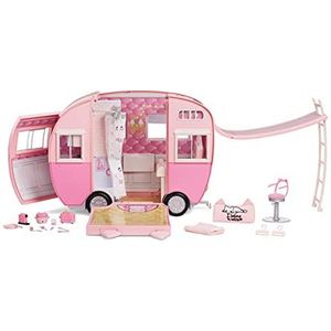 Na Na Na Surprise 575672EUC Kitty-Cat Camper - Roze camper voertuig met kattenoren en staart - 7 speelgebieden, inclusief volledige keuken, Hangmat & Accesoires, poppenauto & meer