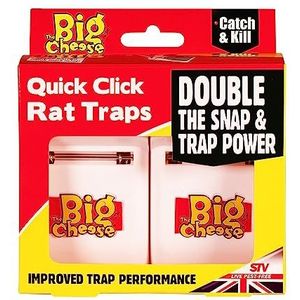 De grote kaas Quick Click Rat Traps – 3 Pack (Verbeterd mechanisme, Herbruikbare Geladen Rat Traps)