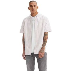 Levi's Heren Ss Authentic overhemd met button-down-kraag, Cupertino Stripe Bri, L