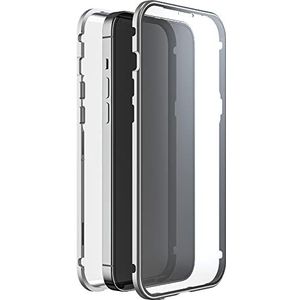Black Rock - Hoes 360 graden glas case geschikt voor Apple iPhone 14 Plus I telefoonhoes, magnetische sluiting (transparant met zilveren frame)