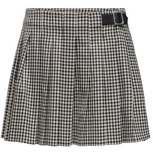 ONLCATH Plisse Check Skirt XT WVN, Zwart/Detail: pumice Stone, XS