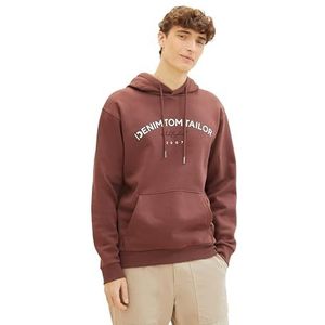 TOM TAILOR Denim Heren hoodie sweatshirt met logo-print, 32093 - Russet Brown, XXL