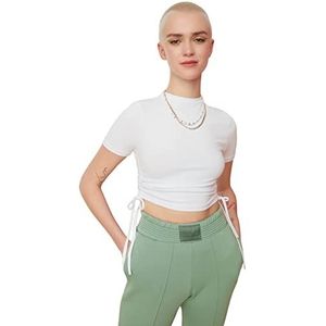 Trendyol Dames White Shirred Gebreide Blouse, L
