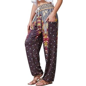 QIANXIZHAN Harembroek voor dames, hippie, palazzo, boho, joggingbroek, yogakleding met zakken, XL