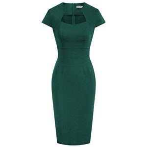 Grace Karin Vintage kokerjurk voor dames, jaren 50, 60, bodycon jurk met kapmouwen, Donker Groen, M