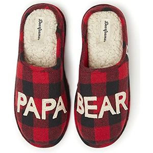 Dearfoams Papa Bear Buffalo Plaid Klomp Slipper voor heren, Buffalo Plaid, 11-12