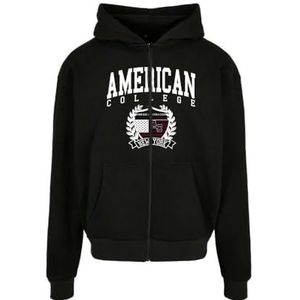 American College capuchontrui met ritssluiting, zwart, heren, maat XL, model AC12, 100% katoen, Zwart, XL