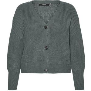 VERO MODA Dames Vmlea Ls V-hals Cuff Cardigan Noos Cur gebreide jas, Balsemgroen, M