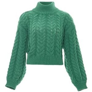 myMo Dames all-match-gebreide trui met rolkraag polyester groen maat M/L, groen, M
