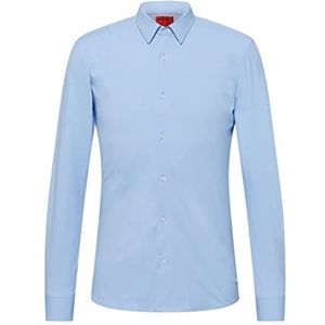 HUGO Elisha02 Extra slim fit overhemd voor heren, van functionele stretch-jersey, blauw, 38