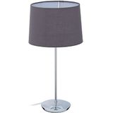 Relaxdays tafellamp met lampenkap, verchroomde voet, E14 fitting, woon- & slaapkamer, nachtlampje, grijs