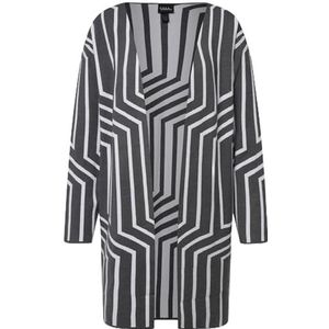 Ulla Popken Open jaquard cardigan voor dames, medium grijs melange, 50-52