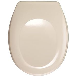 WENKO WC-bril Bergamo beige - antibacteriële toiletbril, verstelbare, roestvrije roestvrijstalen bevestiging, duroplast, 35 x 44,4 cm, beige