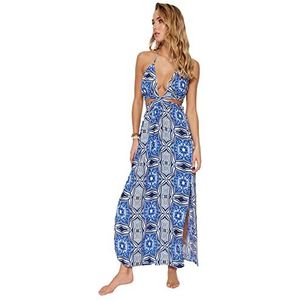 Trendyol Dames Maxi Bodycon Regular Geweven Jurk, Blauw, 64