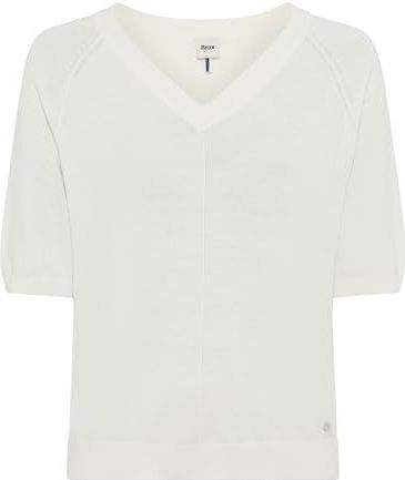 BRAX - Style.lesley - Zomertrui - 98 Gebroken Wit - Halve Mouwen - Viscose
