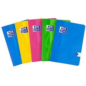 Oxford Touch A5 120 pagina Softcover Genieten Notebook Diverse kleuren, Pack van 5